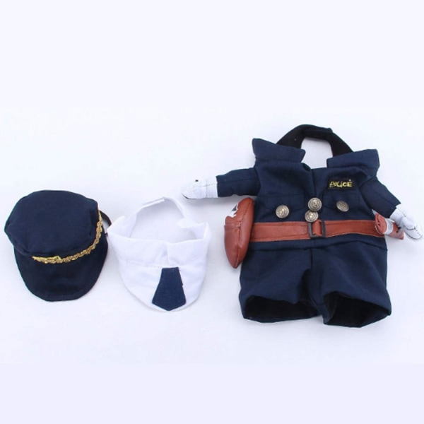 Politibetjent-kostume til kæledyr, hund og kat cosplay-politibetjent-kostume med hætte (M)