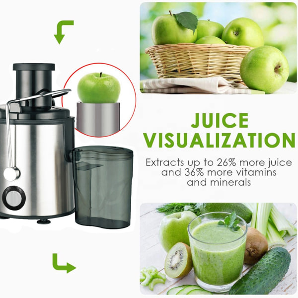 Grönsaks- och fruktjuicer, 3-hastighets juicepress, lätt att rengöra