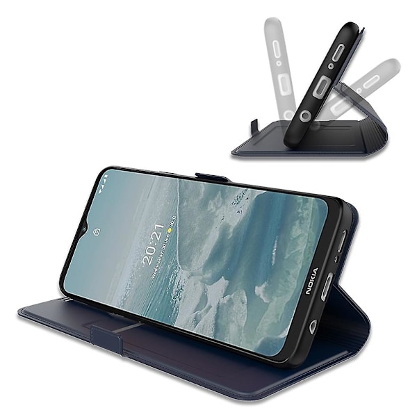 Mobilfodral i PU-läder för Nokia 7.2 med kortfack, stativ och magnetlås, anti-fall