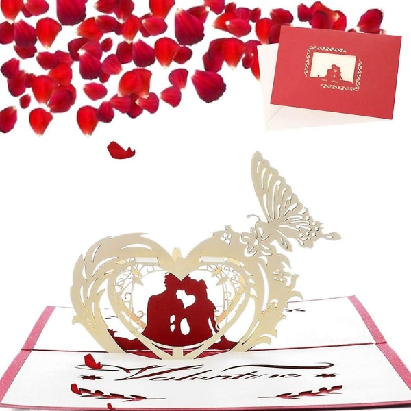 10 stk 3D Valentinsdagskort med konvolutter Pop Up Sommerfugl bryllupskort