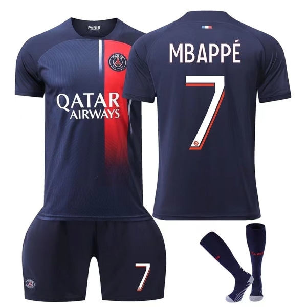 23-24 Paris Miami Real Madrid Manchester City drakt hjem og borte voksen barn fotball uniform dress navy 7 16