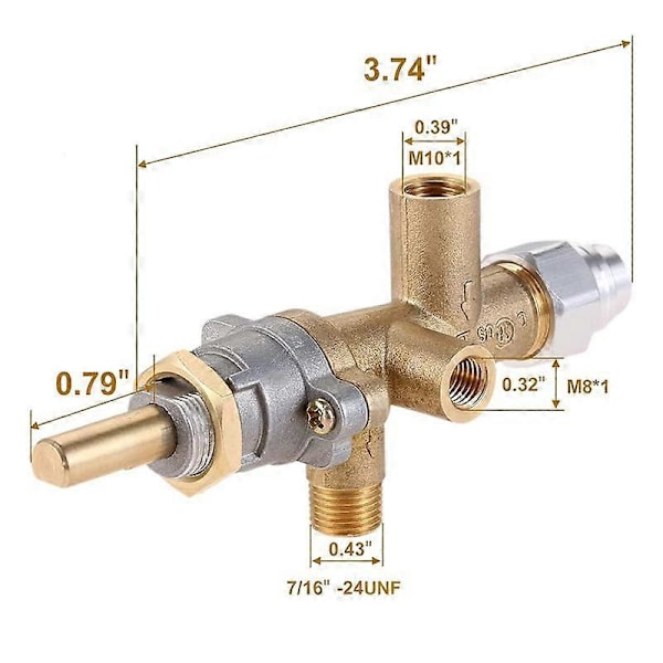 Sikkerhetsventil i messing for terrassevarmer, hovedkontrollventil med pilotport, passer til lavtrykk gassbrenner for terrasse