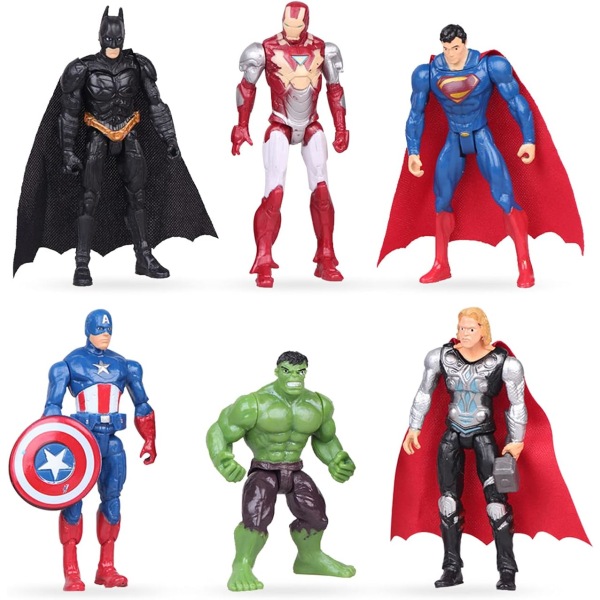 Superhelt Avengers kakesett 6 deler dukkesett minisett