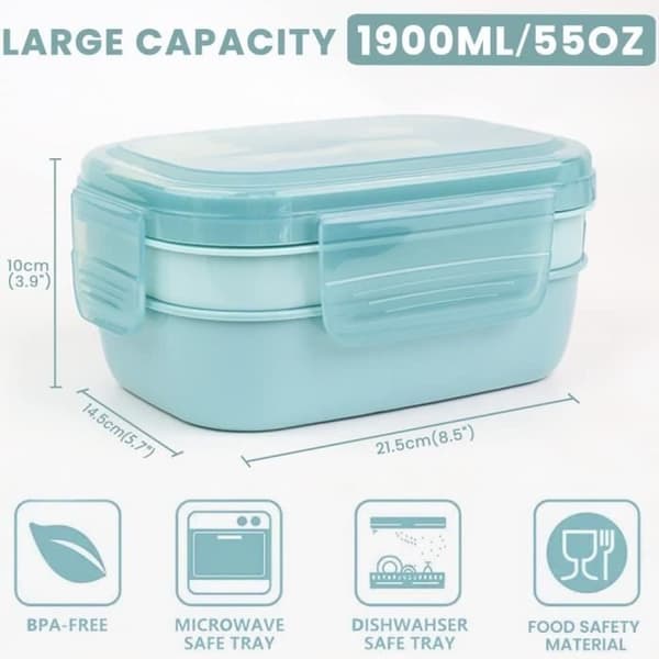 Bento Box 1900 ml - 5 Rum - Låg Inkluderet - Moderne Design