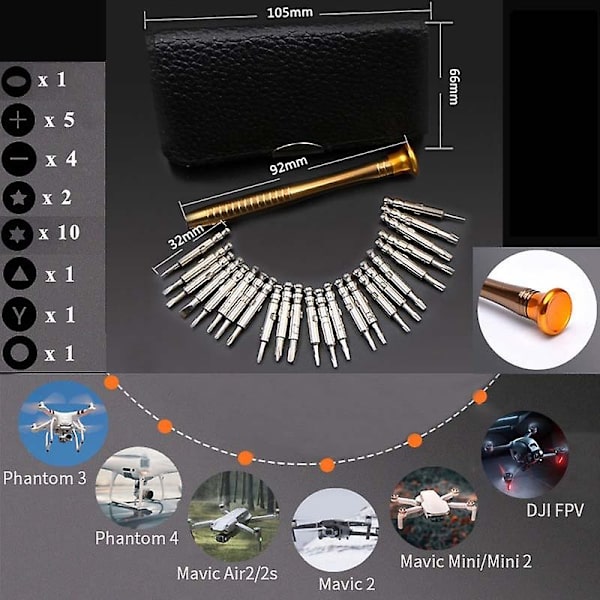 Ruuvimeisselisetti DJI Mavic3/Mini/2/Air2/2S/FPV/Phantom3/4:lle 25-osaa