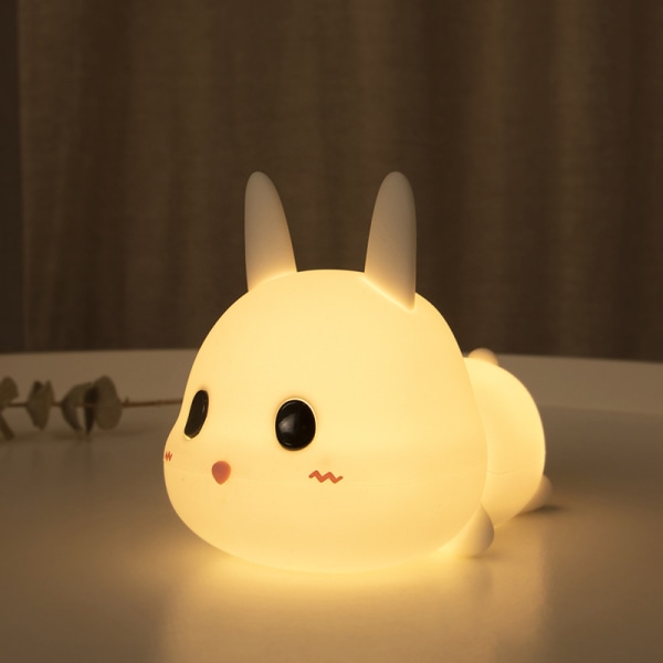 Børnenatlampe, kanin 2 farver, dæmpbar timing LED silikone bærbar natlampe dekorationsgave