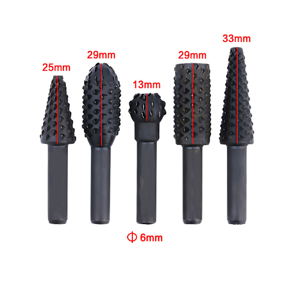 Träsvarvningsroterande fil Elektrisk roterande slipbit - Svart, 5-pack