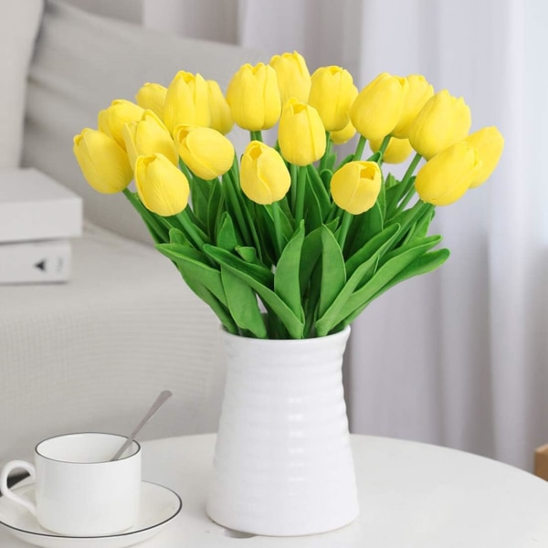 Konstgjorda blommor Fake Tulip Party DIY-dekoration (gul-10 st)