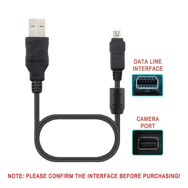Sort 12P USB-datakabel til Olympus digitalkamera CB-USB5 CB-USB6 1,5M kabel