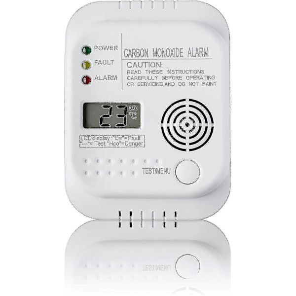 Carbon Monoxide Detector, Battery Powered, Gas Detector With Display And Temperature Gauge