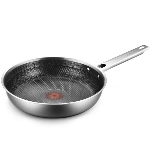 26 cm nonstick wokpanne i rustfritt stål, sølv