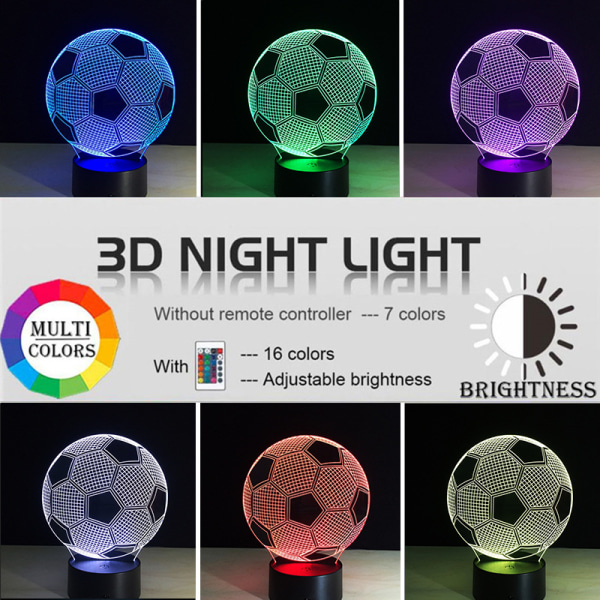 Fotboll 3D Akryl Luminous USB Stereo Luminous Lamp