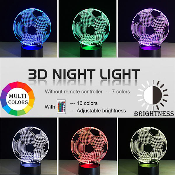 Jalkapallo 3D akryyli valaiseva USB-stereovalaisin