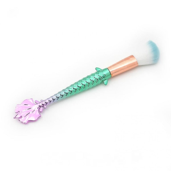 Veeki Mermaid Tail Powder Sky Blue Gradient Håndtag Makeup Børste, 1 stk Contour Highlighter Pensel, Makeup Beauty Tool