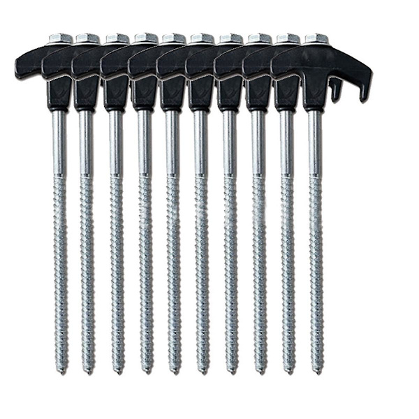 10 stk Skru-i teltplugger bakkeankre M8 Heavy Duty teltplugger teltplugger campingplugger telt bakkenail
