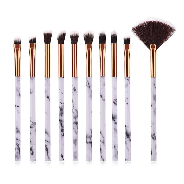 10pcs/set Women Pro Marble Makeup Brushes Eyebrow Blush Contour Fan Shape Brush