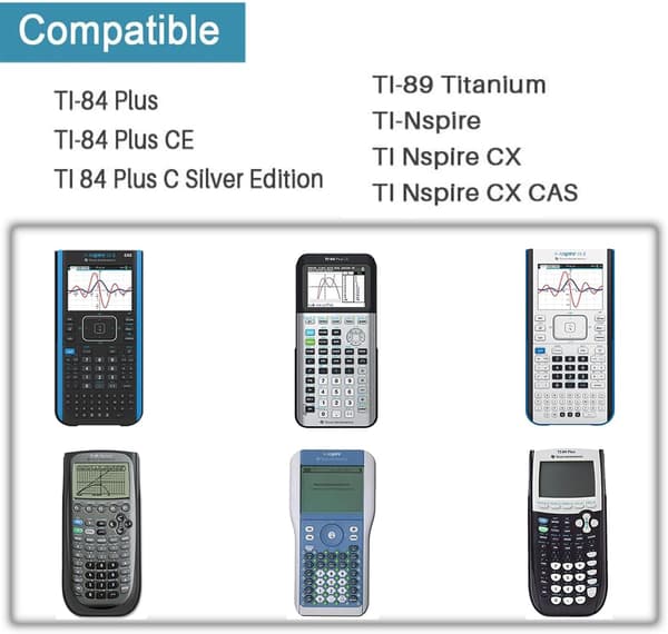 2025 Seneste Model AC Adapter Oplader til Texas Instruments TI-84 Plus CE Grafregner, 1,5m Datakabel til TI 84 Plus C Silver