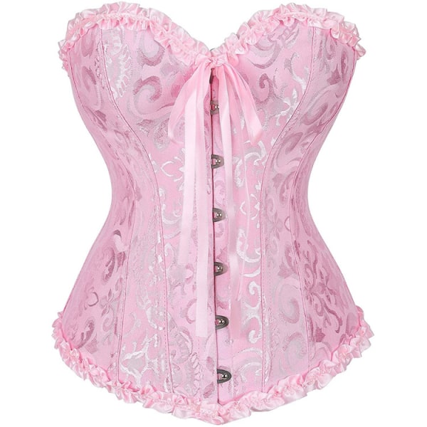 Body shapewear kostumer sexet lingeri kvinder plisseret korset blonde trimmede korsetter og bustiers størrelse xs-6xl 810# Pink L