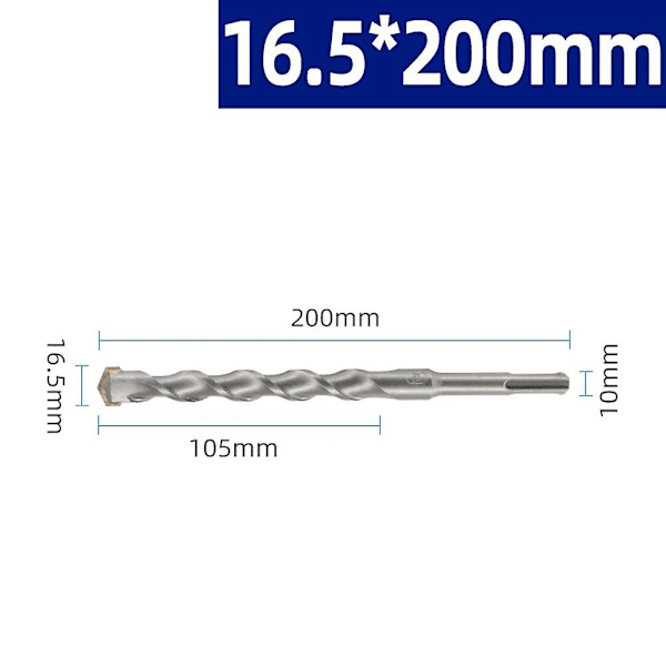 1 st 200mm SDS Plus Stenborr med Karbidspets Hammerborr för Tegelvägg Borr Bits Elektrisk Hammer Block~13406