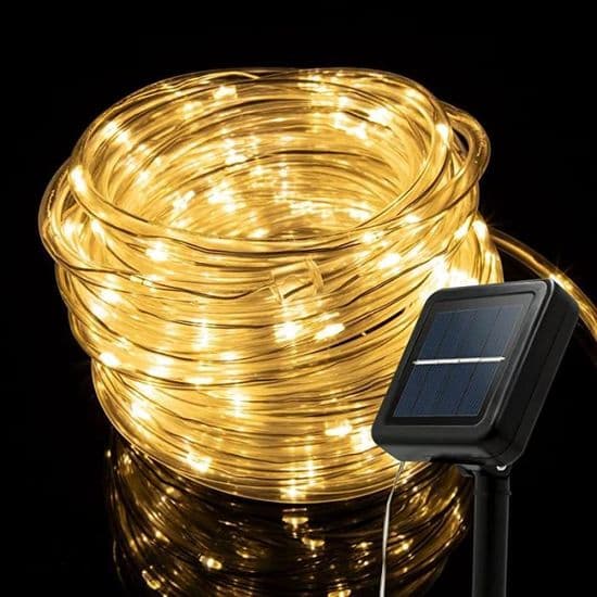 10 m ljusslinga - Varmvit LED - Solcellsdriven - Vattentät