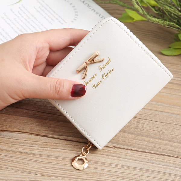 Fasjonabel liten lommebok for kvinners bue Mini lommebok Glidelås Kort myntpung