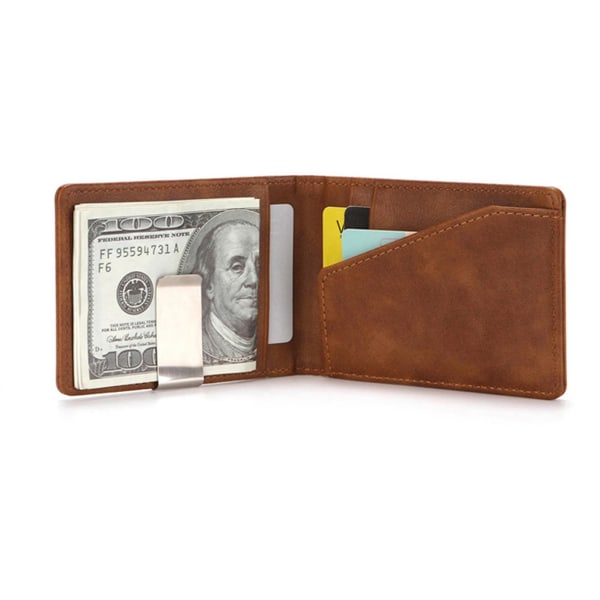 Kreativ lommebok Flip i PU-skinn for menn, kortholder for dollarklips Coffee