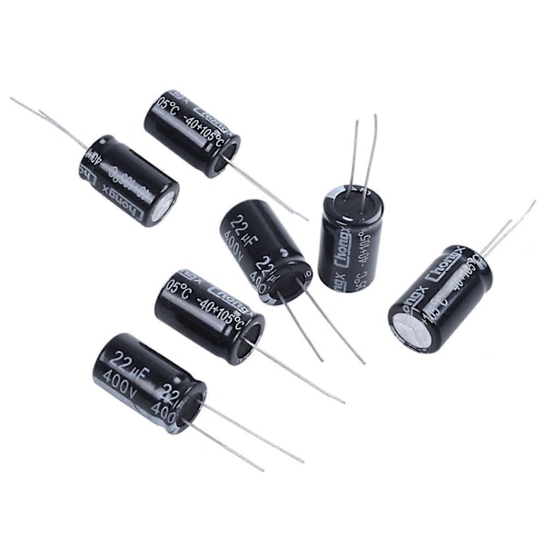 10 stk. 22uF 400V 105C Elektrolytkondensatorer Sort 13mm x 21mm