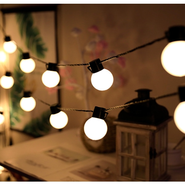 1 st dekorativa ljusslingor, 20 LED-bollar för bröllopsfest, semester, trädgård, trädgård, rum (vit)