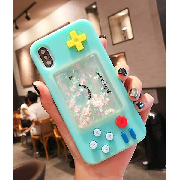 Squishy 3D Tegneserie Spil Cover Kompatibel Med Iphone 11, Kreativ Flydende Stjerner Sjov Spil Cover Blødt Gummi Beskyttende Cover Til Piger Kvinder (Blå)