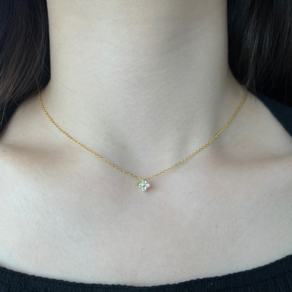 S925 sterlingsølv japansk glitrende diamant firkløver kragebenskjede for kvinner