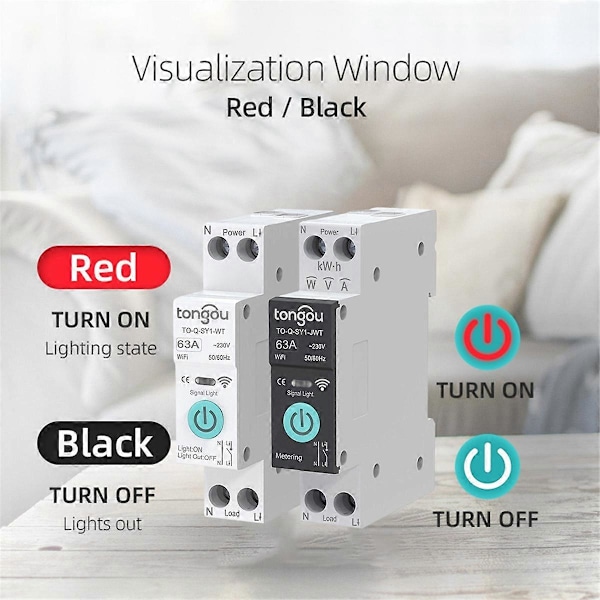 DC WIFI Smart Strömbrytare 63A DIN-skena för Smart Hem Trådlös Fjärrkontroll Switch Via APP Vit