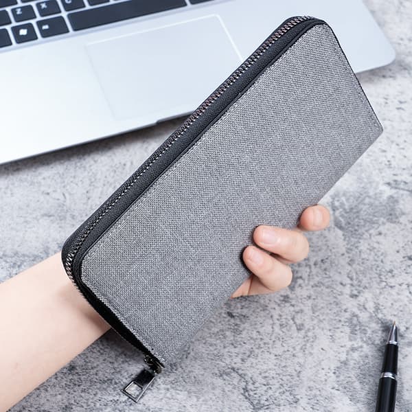 Stylish Grey PU Leather Wallet for Men - Large Capacity