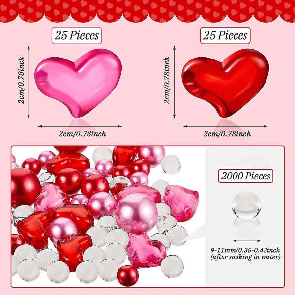 2050 Pieces Valentine's Day Vase Filler Pearls For Vase Valentine's Day Vase Floating Pearls