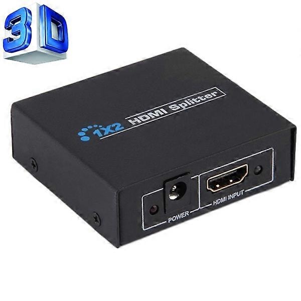 V1.4 1x2 Mini HDMI Forstærker Splitter, Understøtter 3D & Full HD 1080P (Sort)