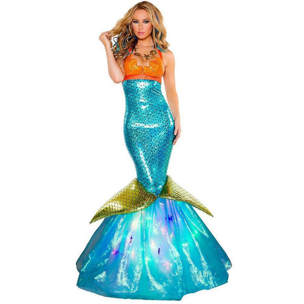 Kvinder Havfrue Prinsesse Halloween Kostume Pailletter Fancy karnevalstøj Sexet Ariel Fest Bodycon Vestidos Kjole Fiskehale nederdel Color 4 S