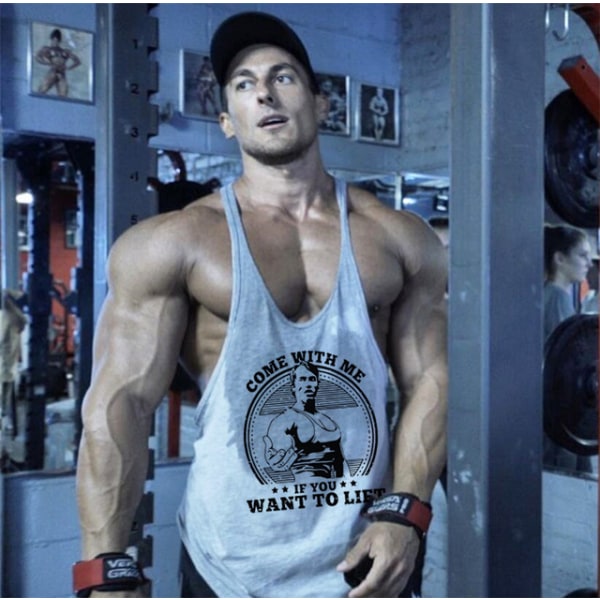 Fitness för män Vit--L storlek Sportträning Bodybuilding Ärmlösa T-shirt hängslen