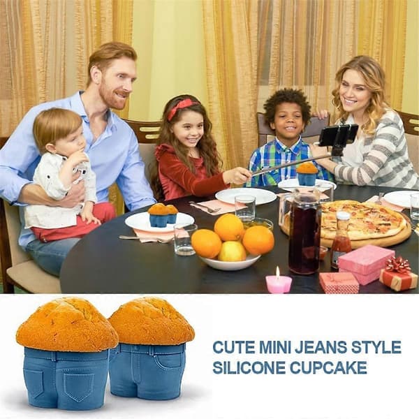 Jeans Style Silikone Cupcake, Silikonebageforme, 4 stk.