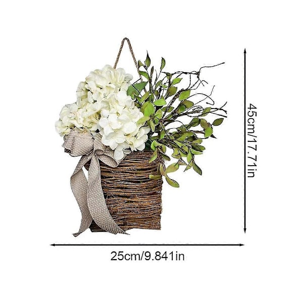 Vår Vildblomma Dörrhängande Korg Krans Vår Välkomstskylt Påskdag för Ytterdörr, Hem De