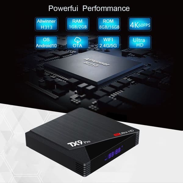 Android TV-boks 4K Android 10 - Allwinner H313 - 4K UHD - Dual-band WiFi - IPTV-dekoder - EU-plugg
