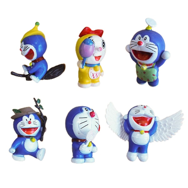 6 stk Actionfigur Kakedekor Glatt Overflate PVC Doraemon Figur Statue Modell for Dekorasjon