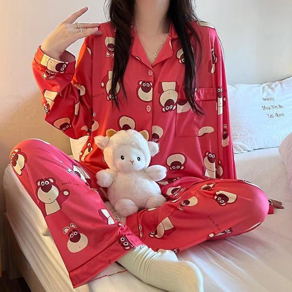 Uudet Kawaii Sanrios puuvillaiset pyjamasetit kevätsyksyn pyjamat söpöt Cinnamoroll Kuromi sarjakuva yövaatteet Naisten kotivaatteet tytöille lahja CAISE WEINI XL