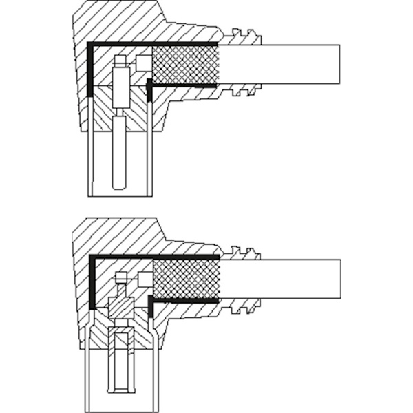 Angled antenna cable (80 dB), double shielded