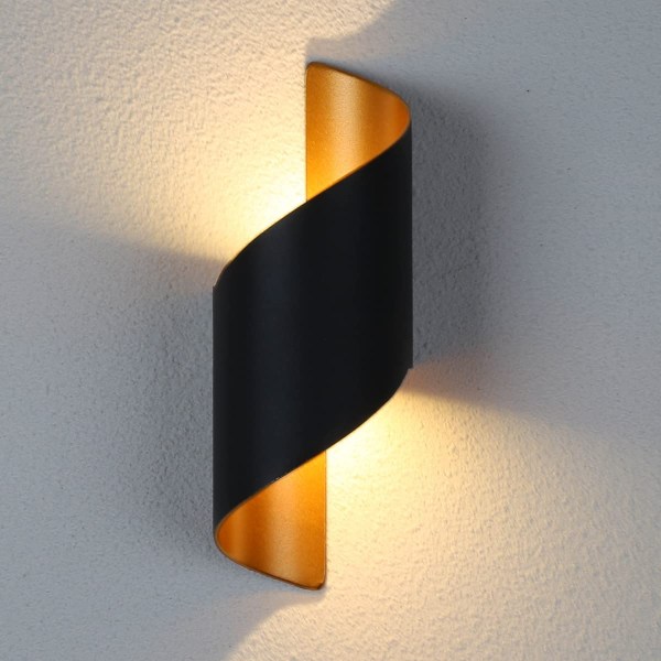 Modern Spiral 10W LED inomhusvägglampa Varmvit 3000K för bar, sovrum, kök (svart)