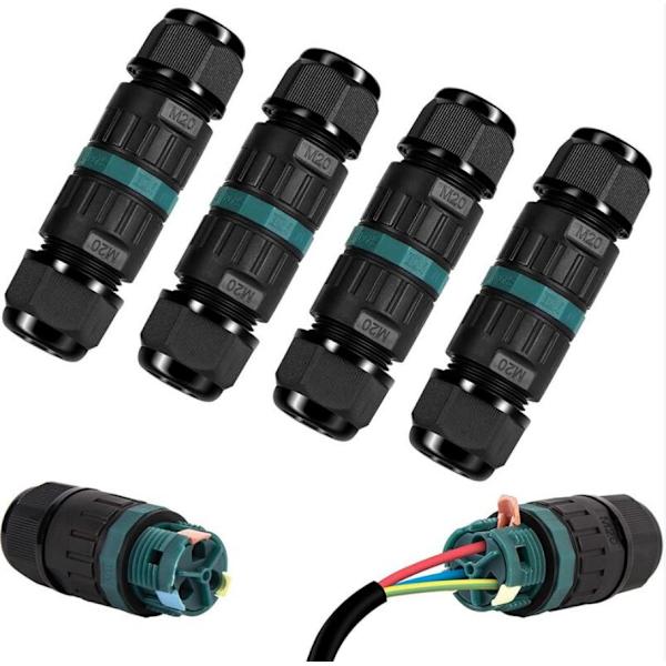 E-Wechat Crimp Hurtigkobling P20- 3 Pin Belysningskontaktkabel - 4-pakning