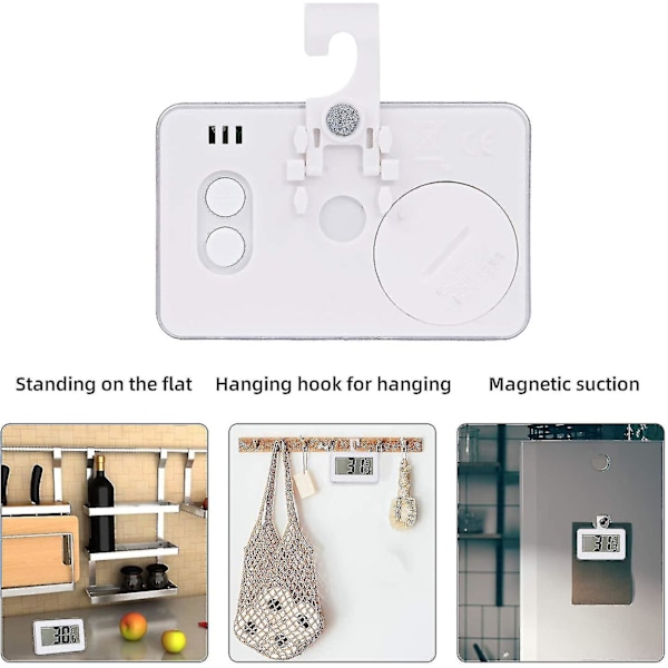 3x Kjøleskapstermometer Digitalt Termometer Frysertermometer Kjøleskap Rom Vanntett Frysertermometer Med LCD-Skjerm Med Henger Kompatibel T