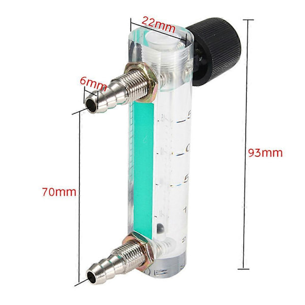 LZB-6M 0-1,5 LPM Flödesmätare Gas 8mm Slangkoppling Justerbar Syreflödesmätare Regulator Mjuk Slang för Sjukhus Syrebar Vit