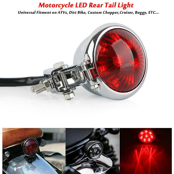 Motorcykel LED Baglygte Brems Stop Lygte Moto LED Baglygte til Chopper Cafe Sort