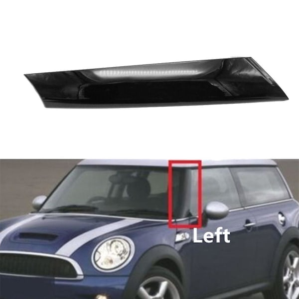 For- Mini R57 R55 R56 07-15 Front Left Windshield Post Trim Bright Black Exterior Molding a Pillar