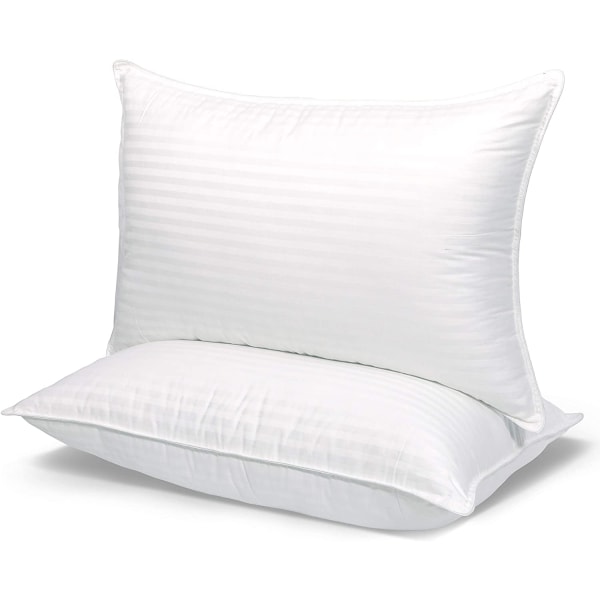 2 Pack Striped Pillows, Hotel Quality Satin Pillow with Hollow Fiber