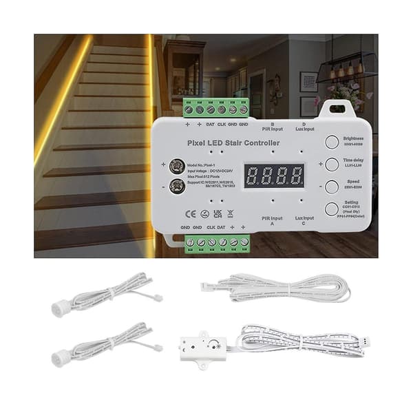 Bevægelsessensor LED Trappe Pixel Lys Controller RGB LED Controller med Dagslyssensor Trappelys